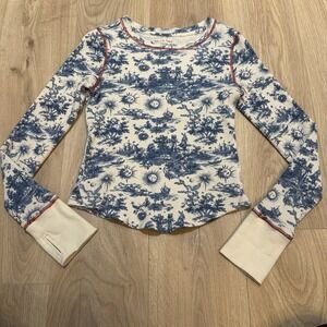 We The Free Toileidays Long Sleeve Thermal Top Blue White Sun Moon Whimsigoth LG